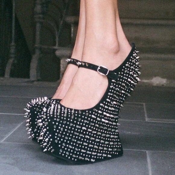 JEFFREY CAMPBELL PRICKLY SPIKE PLATFORM SHOES in BLACK - Picture 2 of 12